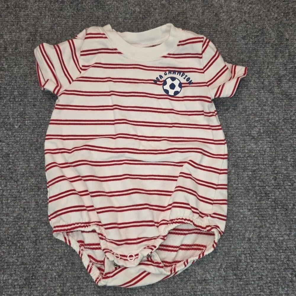 Baby Soccer Champion Striped Bubble Romper 6M